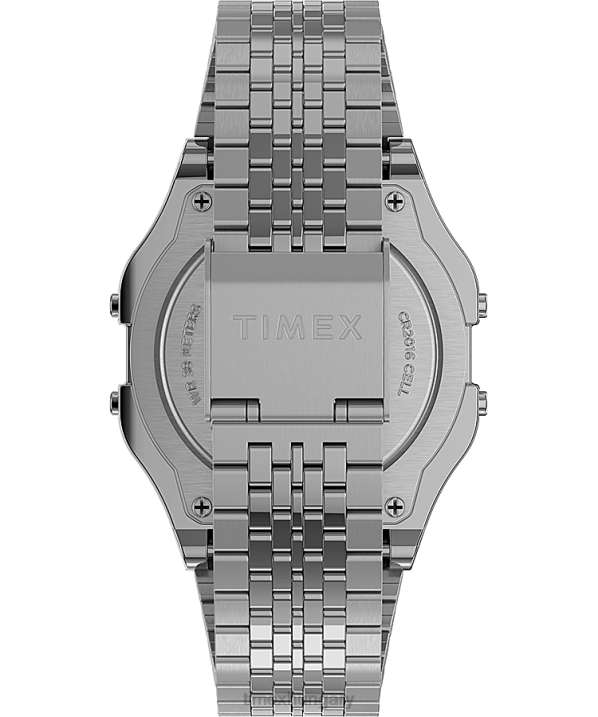 órák | B8NR139 Timex ezüst tónusú t80 34mm-es rozsdamentes acél karkötős óra férfiak