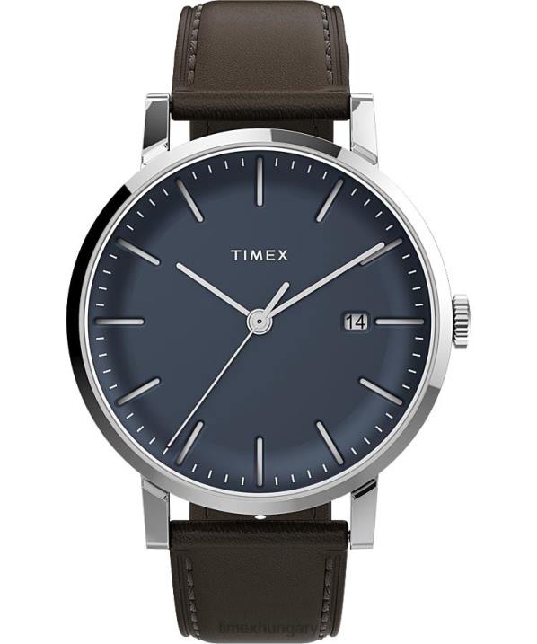 órák | B8NR145 Timex rozsdamentes acél/barna/kék midtown 38mm-es rozsdamentes acél karkötős óra férfiak