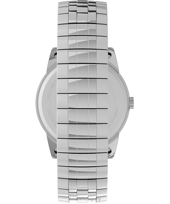 órák | B8NR148 Timex ezüst tónusú/fehér Easy Reader 38mm-es rozsdamentes acél tágulási szalagos óra tökéletes illeszkedéssel férfiak
