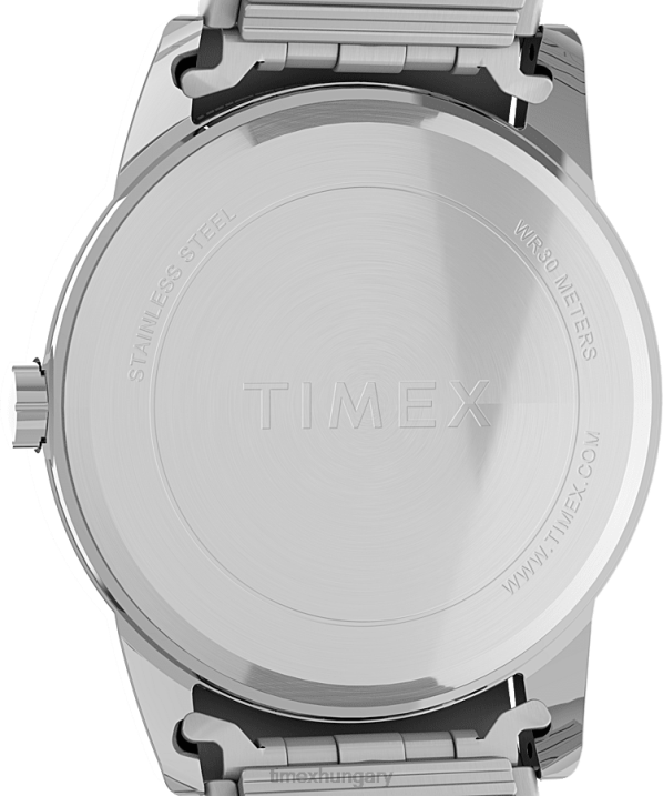 órák | B8NR148 Timex ezüst tónusú/fehér Easy Reader 38mm-es rozsdamentes acél tágulási szalagos óra tökéletes illeszkedéssel férfiak