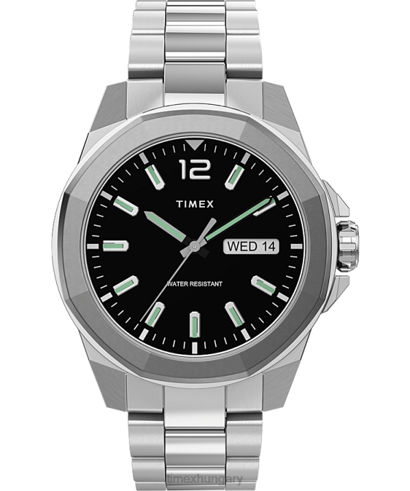 órák | B8NR165 Timex ezüst tónusú/rozsdamentes acél/fekete essex avenue 44mm-es rozsdamentes acél karkötős óra férfiak