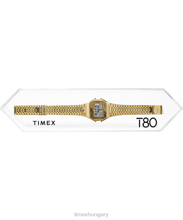 órák | B8NR166 Timex ezüst tónusú t80 34mm-es rozsdamentes acél tágulási szalagos karóra férfiak