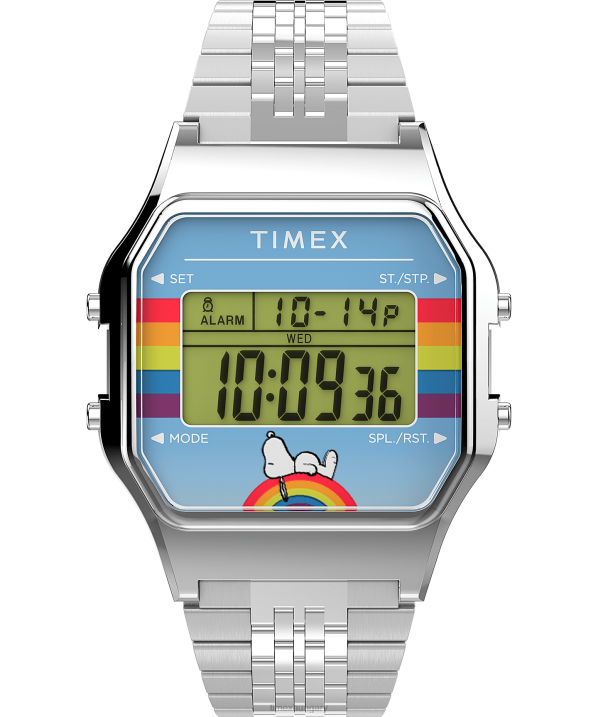 órák | B8NR168 Timex rozsdamentes acél t80 x peanuts dream színes 34 mm-es rozsdamentes acél karkötő karóra férfiak