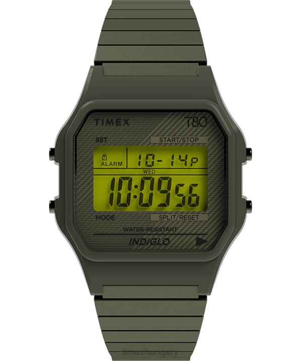 órák | B8NR169 Timex rozsdamentes acél/zöld t80 34mm-es rozsdamentes acél tágulási szalagos óra tökéletes illeszkedéssel férfiak