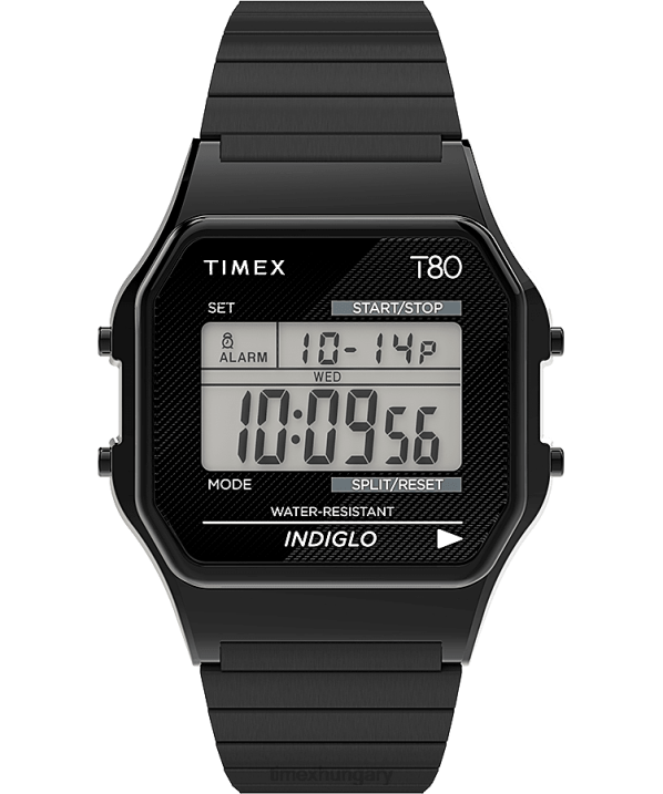 órák | B8NR171 Timex fekete t80 34mm-es rozsdamentes acél tágulási szalagos karóra férfiak