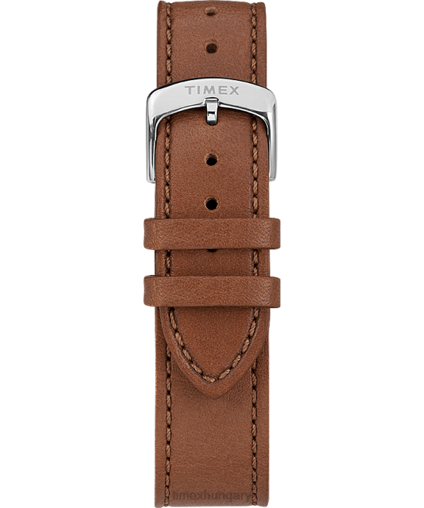 órák | B8NR279 Timex rozsdamentes acél/barna/kék amerikai dokumentumok 41mm-es bőr szíjas óra férfiak