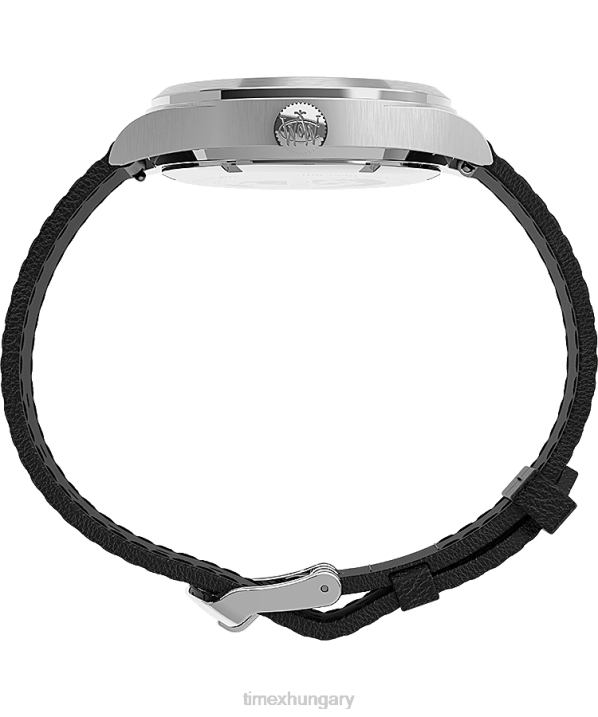 órák | B8NR289 Timex rozsdamentes acél/fekete/ezüst tónusú Waterbury hagyományos nappali 39 mm-es bőr szíjas karóra férfiak
