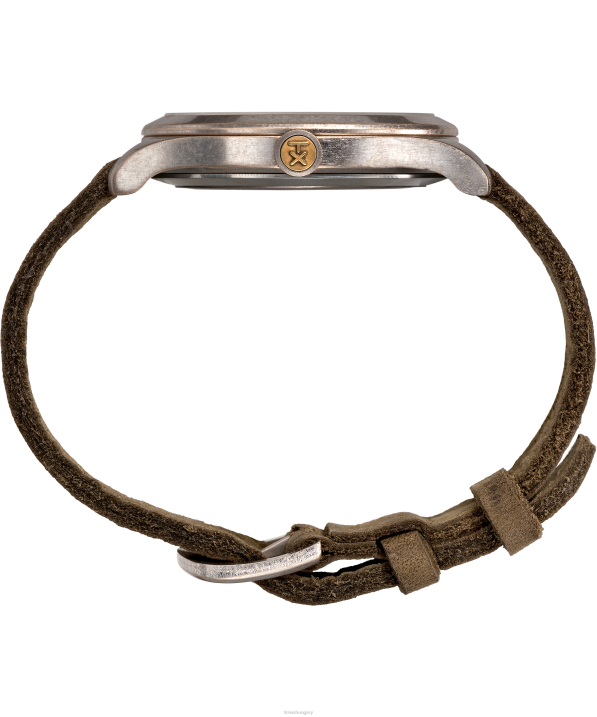 órák | B8NR293 Timex x rozsdamentes acél/barna kopott, 41 mm-es bőrszíjas karóra férfiak