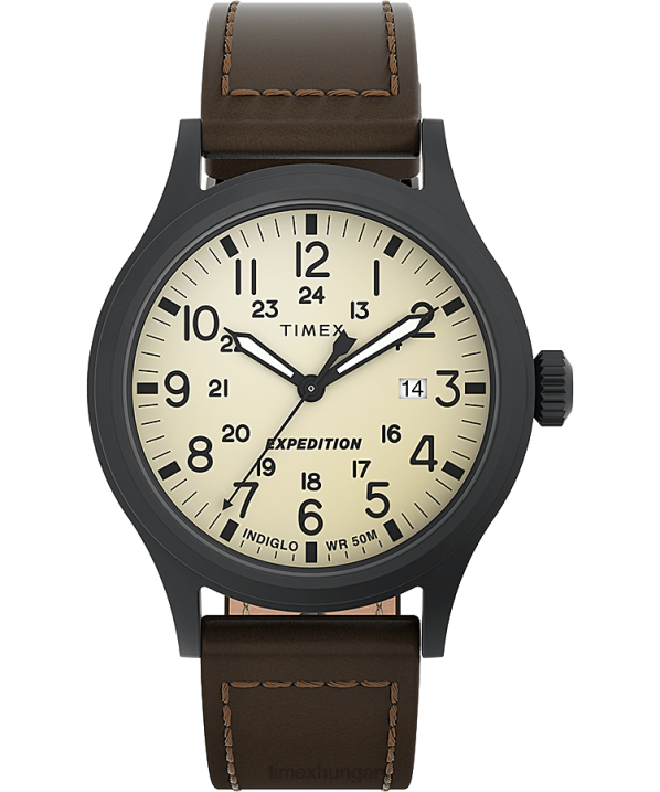 órák | B8NR316 Timex fekete/barna/natúr expedition scout 40mm-es bőr szíjas karóra férfiak