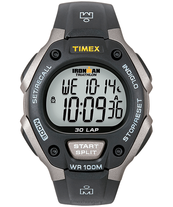 órák | B8NR318 Timex szürke/fekete Ironman classic 30 teljes méretű műgyanta szíjas karóra férfiak