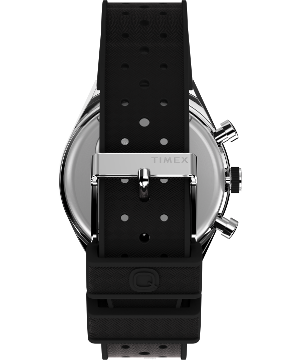 órák | B8NR63 Q Timex rozsdamentes acél/fekete/zöld három időzónás kronográf 40 mm-es szintetikus gumi szíjas óra férfiak