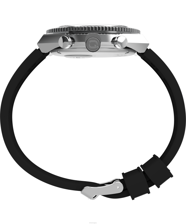 órák | B8NR64 Q Timex rozsdamentes acél/fekete/fehér három időzónás kronográf 40 mm-es szintetikus gumi szíjas óra férfiak