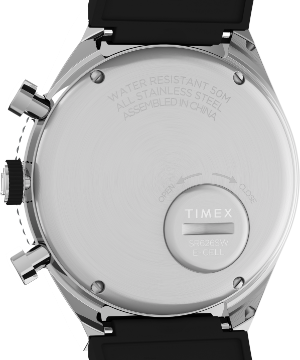 órák | B8NR64 Q Timex rozsdamentes acél/fekete/fehér három időzónás kronográf 40 mm-es szintetikus gumi szíjas óra férfiak