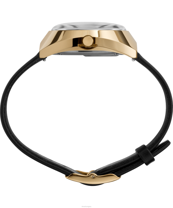 órák | B8NR67 Q Timex arany tónusú/fekete/bordó 1972-es újrakiadású 43x39 mm-es bőrszíjas óra férfiak