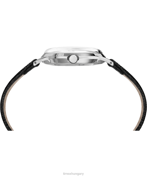 órák | B8NR77 Timex fekete/ezüst tónusú marlin kézzel tekercselt 34 mm-es bőr szíjas óra férfiak