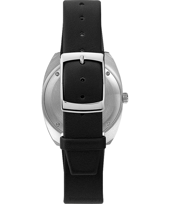 órák | B8NR79 Q Timex rozsdamentes acél/fekete/ezüst tónusú 1978-as újrakiadású nappali, 37 mm-es bőrszíjas óra férfiak