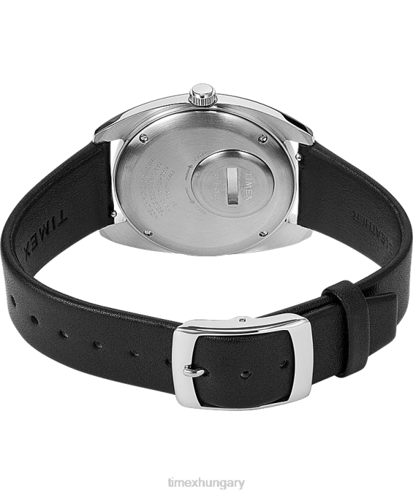 órák | B8NR79 Q Timex rozsdamentes acél/fekete/ezüst tónusú 1978-as újrakiadású nappali, 37 mm-es bőrszíjas óra férfiak