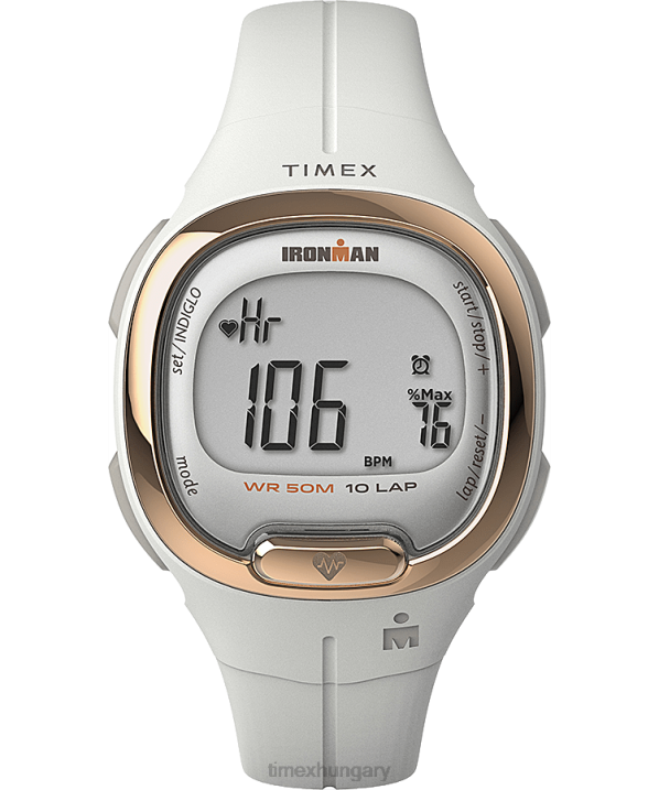 órák | B8NR403 Timex fehér/rózsa-arany tónusú ironman heartfit tranzit+ 33 mm-es gyanta szíj aktivitás és pulzusmérő óra nők