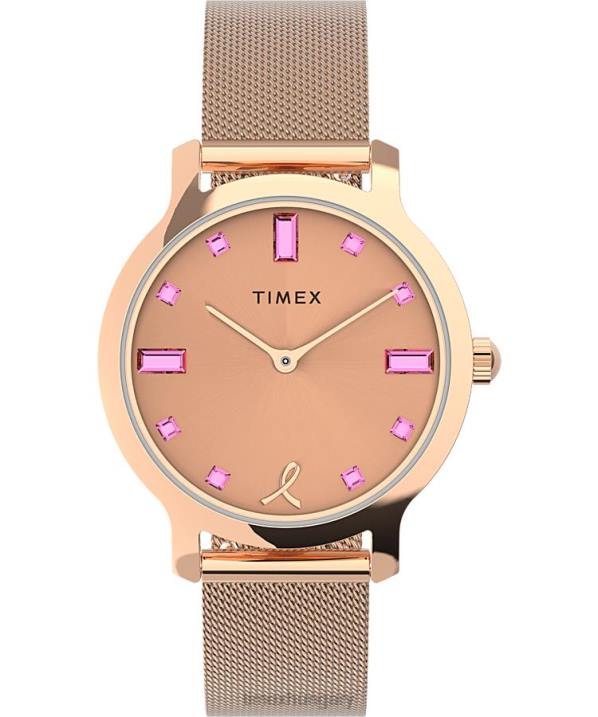 órák | B8NR332 Timex rózsa-arany tónusú/rózsaszín transcend x bcrf 31 mm-es rozsdamentes acél karkötő karóra nők
