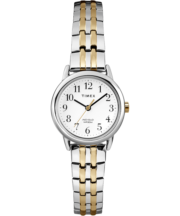 órák | B8NR334 Timex ezüst tónusú/kéttónusú/fehér könnyen leolvasó 25 mm-es bővítőszalag nők