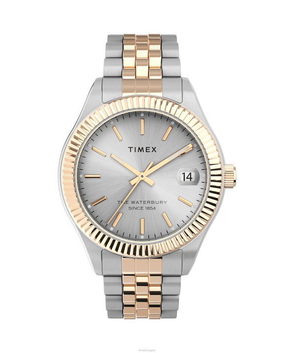 órák | B8NR337 Timex kéttónusú/ezüsttónusú régi 34 mm-es rozsdamentes acél karkötős óra nők