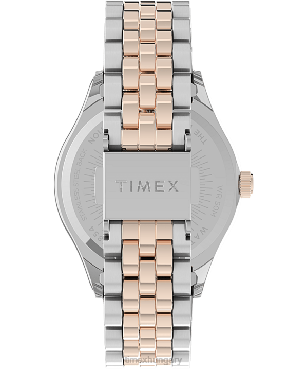 órák | B8NR337 Timex kéttónusú/ezüsttónusú régi 34 mm-es rozsdamentes acél karkötős óra nők