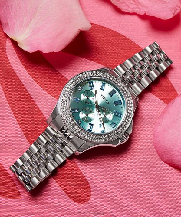 órák | B8NR353 Timex ezüst tónusú/kék kaia multifunkciós 40mm-es rozsdamentes acél karkötős óra nők