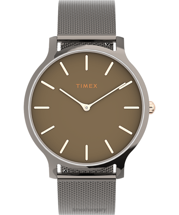 órák | B8NR355 Timex gunmetal/fekete Transcend 38 mm-es rozsdamentes acél hálós karóra nők