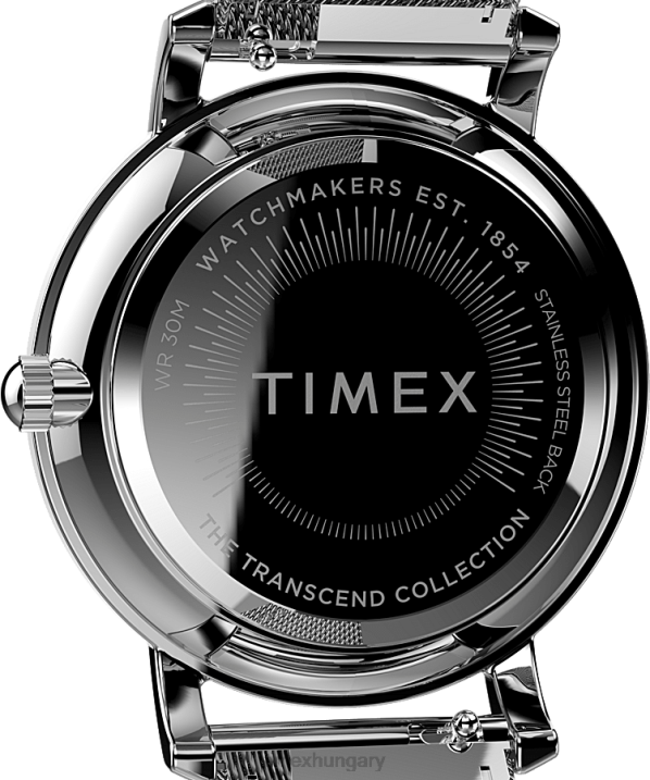 órák | B8NR356 Timex ezüst tónusú Transcend 34mm-es rozsdamentes acél karkötő karóra nők