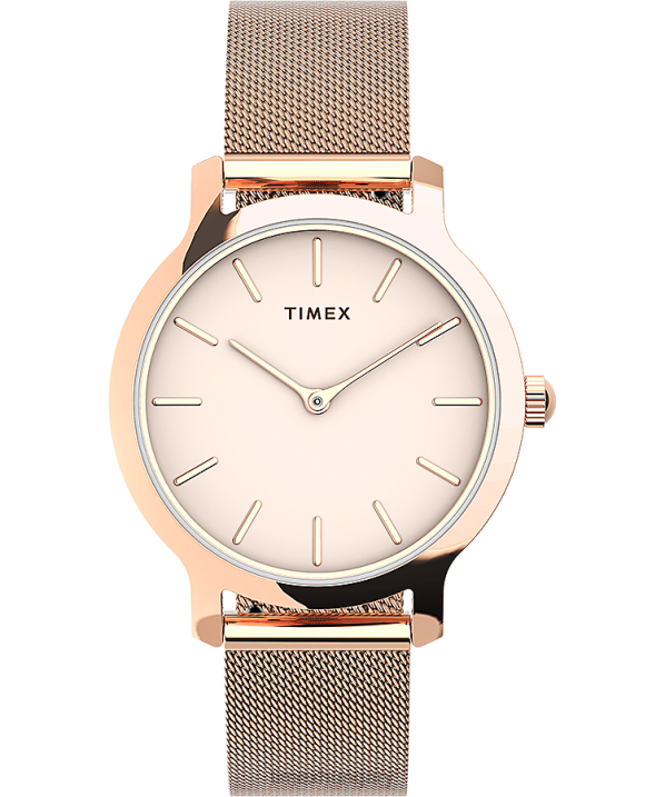 órák | B8NR362 Timex rózsa-arany tónusú/rózsaszín Transcend 31 mm-es rozsdamentes acél hálós karóra nők