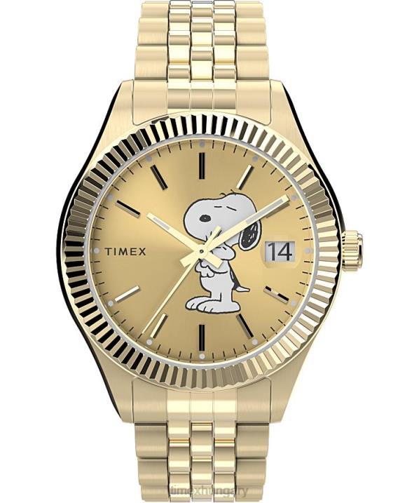 órák | B8NR376 Timex Arany tónus örökölt x peanuts 34 mm-es rozsdamentes acél karkötő karóra nők