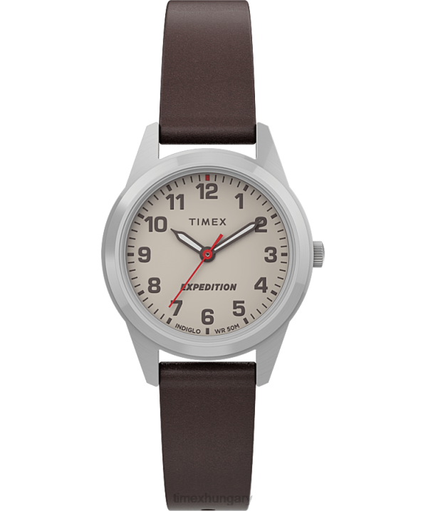 órák | B8NR393 Timex rozsdamentes acél/barna/krémszín expedition field mini 26mm-es bőr szíjas karóra nők