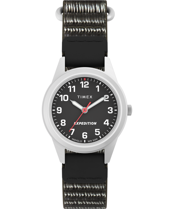 órák | B8NR395 Timex rozsdamentes acél/fekete expedition field mini 26mm-es fastwrap szíjas karóra nők